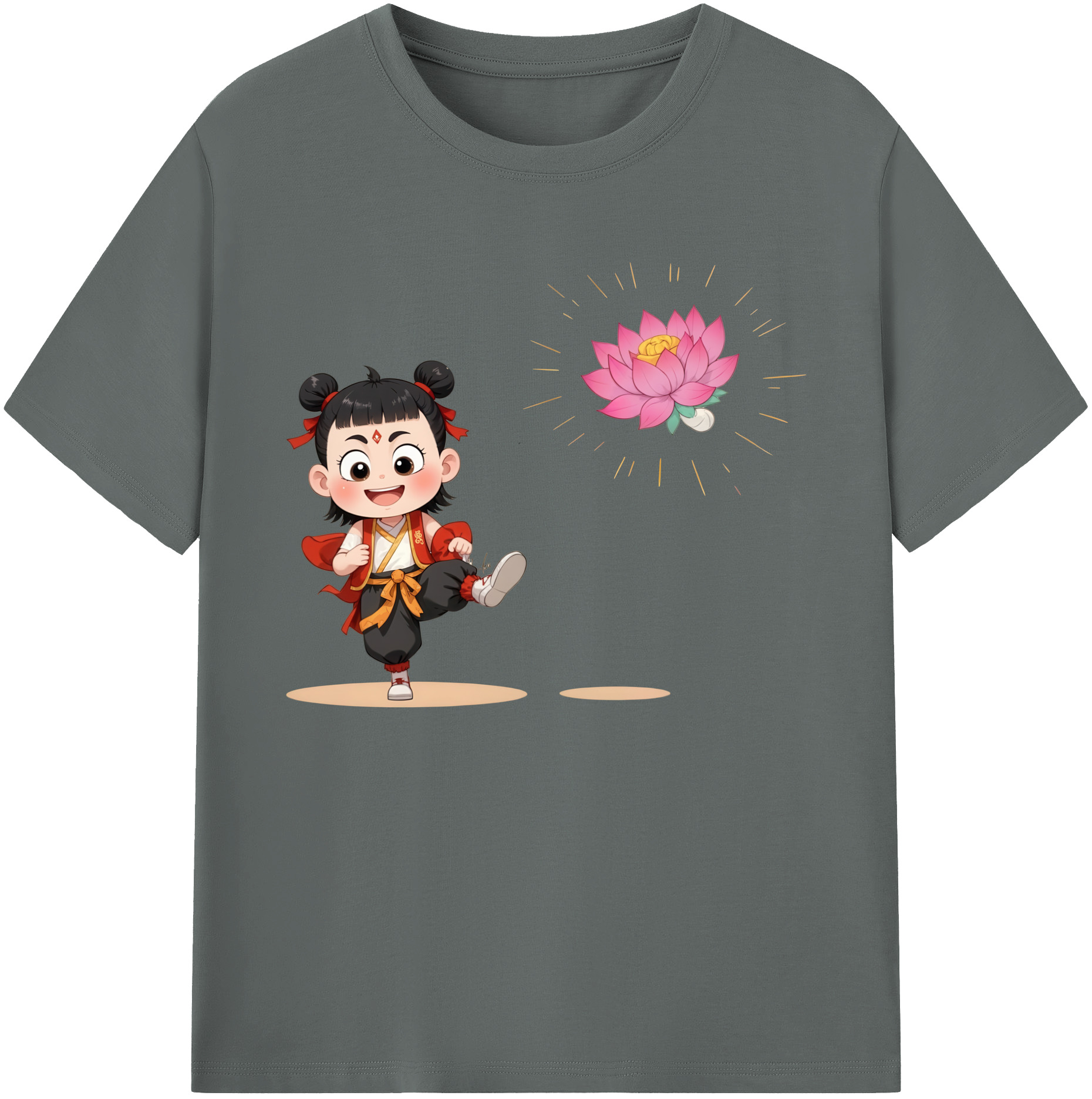 （画像用） Ne Zha 2 ナタ 魔童の大暴れ 綿100％ メンズ半袖Tシャツ｜肌触りやわらか＆通気性